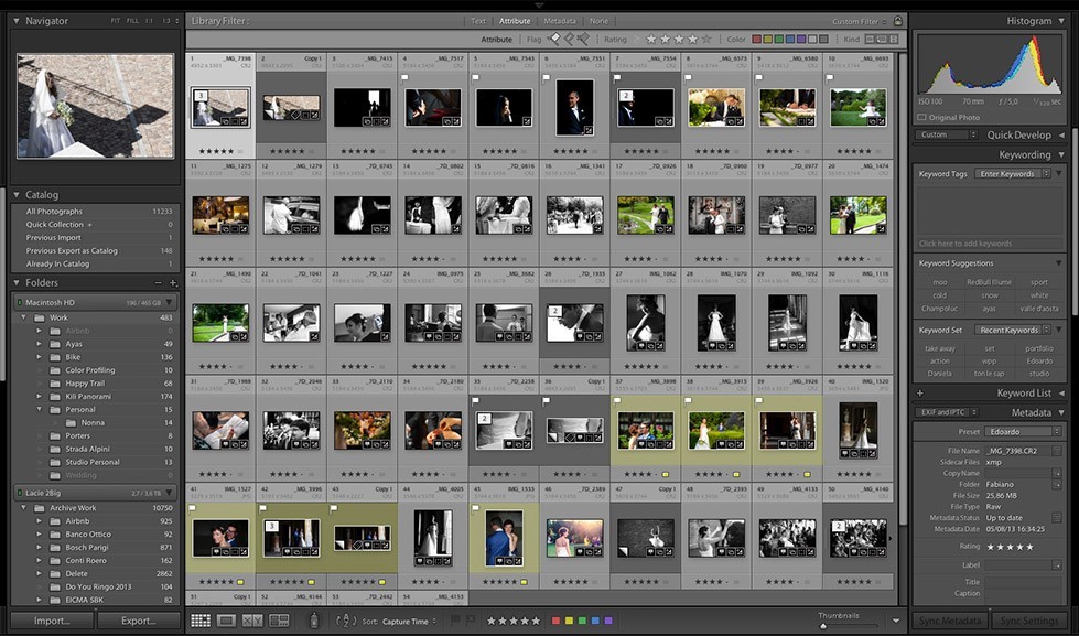 Workflow selezione foto matrimonio